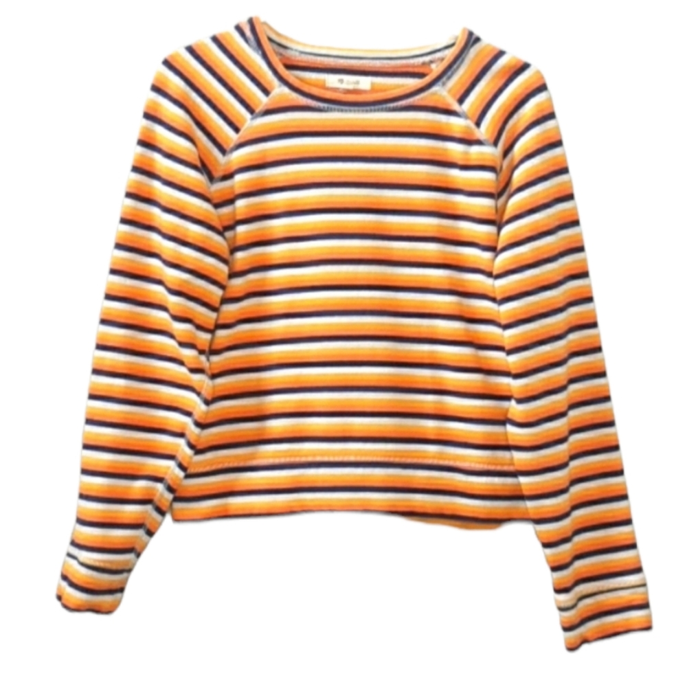 Madewell Crop Sweater in Platinum Futula Stripe